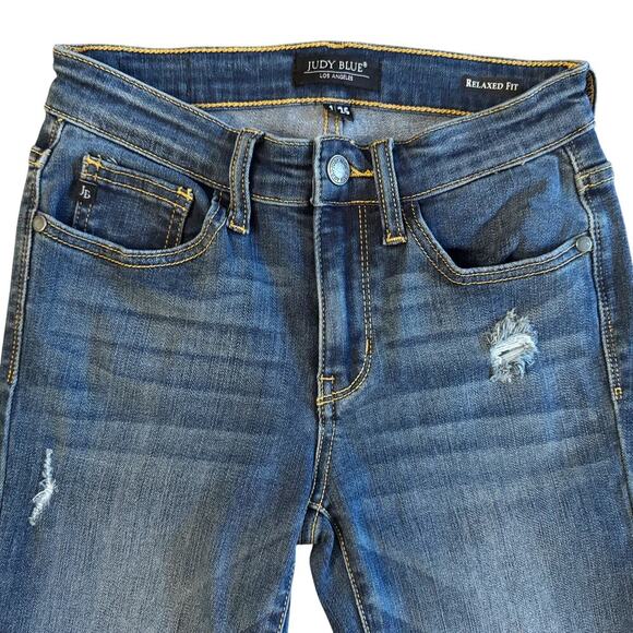 Judy Blue Jeans Women's Size 1 1/25 Blue Denim Relaxed Skinny Distressed 1162 - Picture 2 of 12